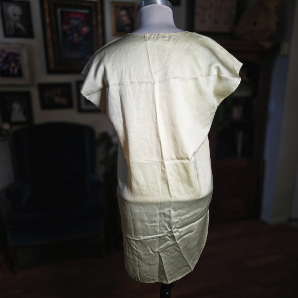 Vintage 1970s Cinema Etoile Yellow Satin PJ Set Embroidered Loungewear - Picture 6 of 8